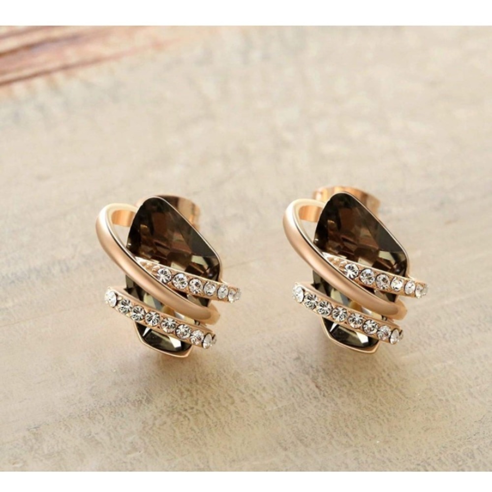 18K Rose Gold Crystal Earrings